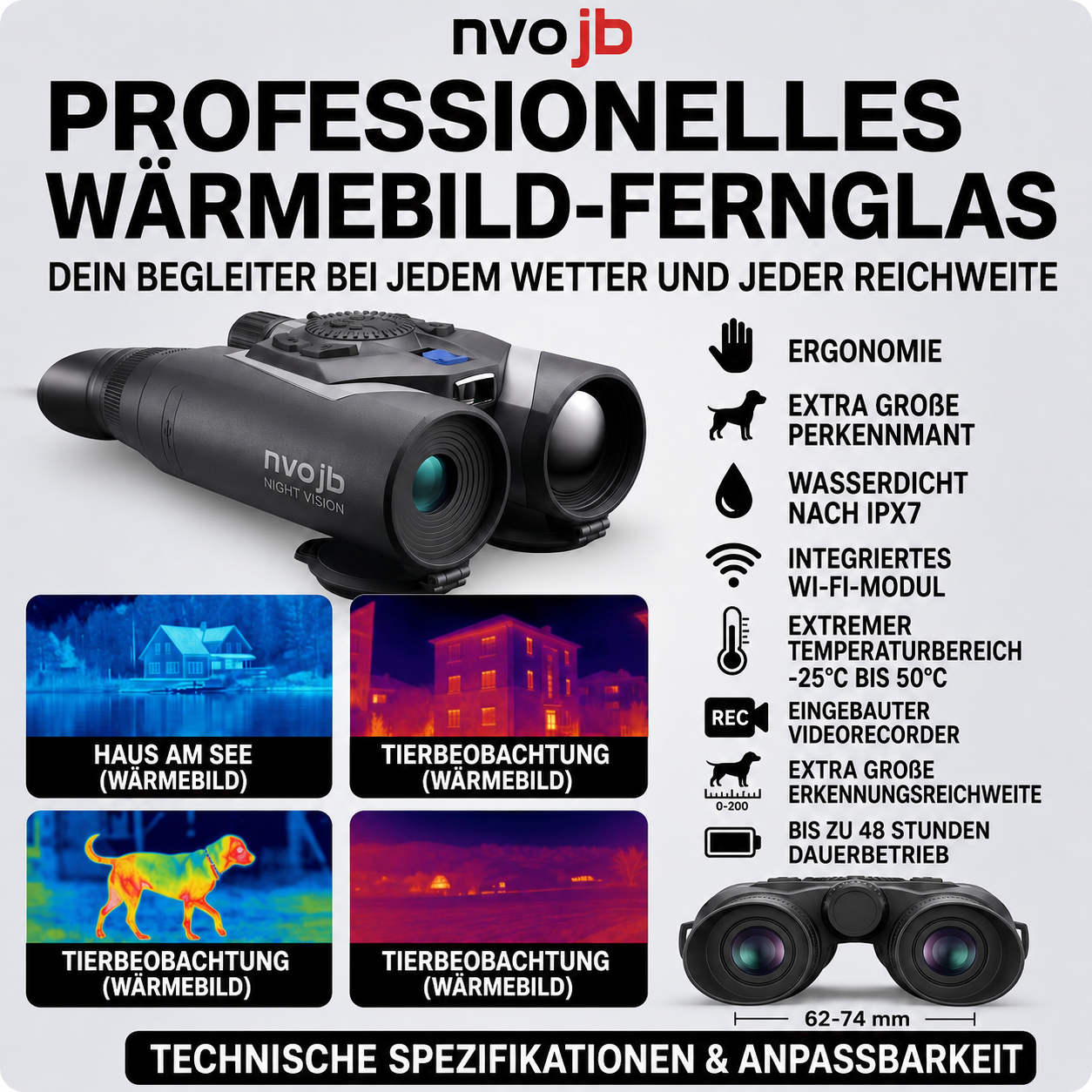 Multispektrale Wärmebildkamera und digitales Nachtsichtfernglas mit Laserentfernungsmesser